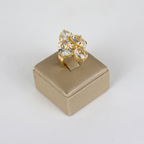 Anel Regulável Dourado e Cristal