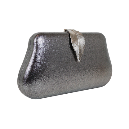 Bolsa Clutch Festa Fecho de Folha Grafite