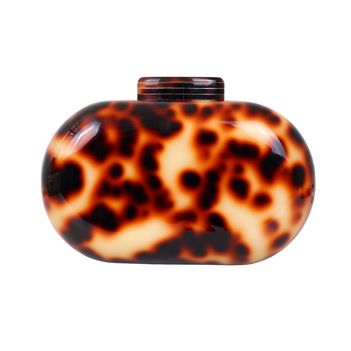 Bolsa Clutch Festa Acrílico Oval Marrom Animal Print