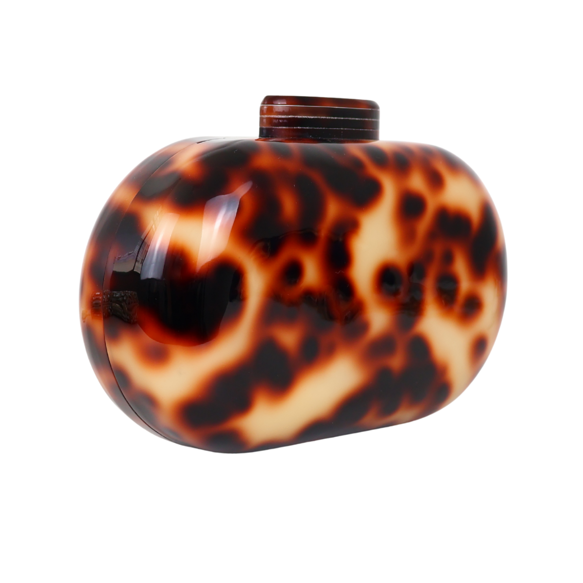 Bolsa Clutch Festa Acrílico Oval Marrom Animal Print