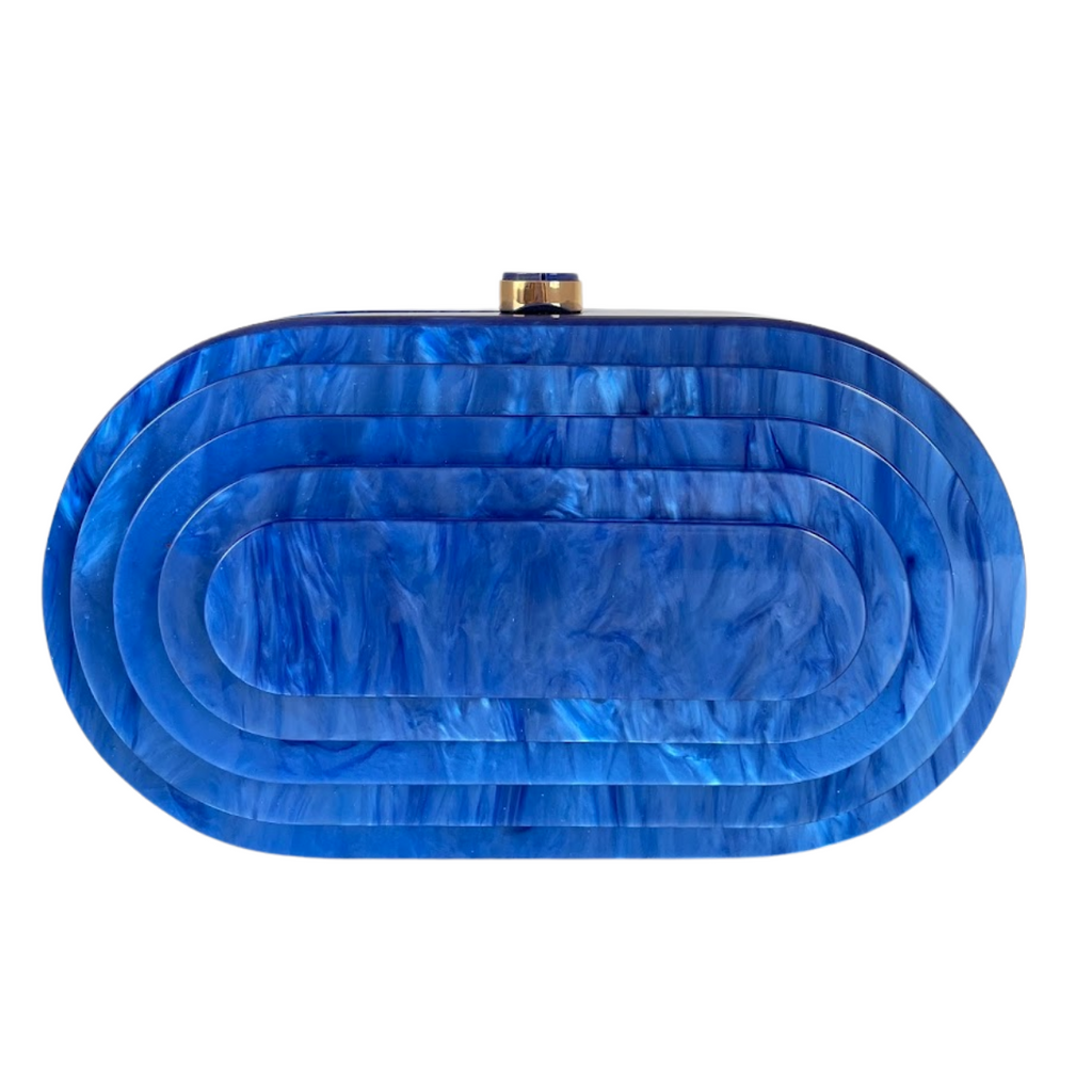 Bolsa de Festa Clutch Acrílico Oval Azul Royal - ReUse