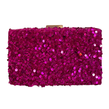 Bolsa de Festa Clutch Paetê Lantejoulas Fúcsia