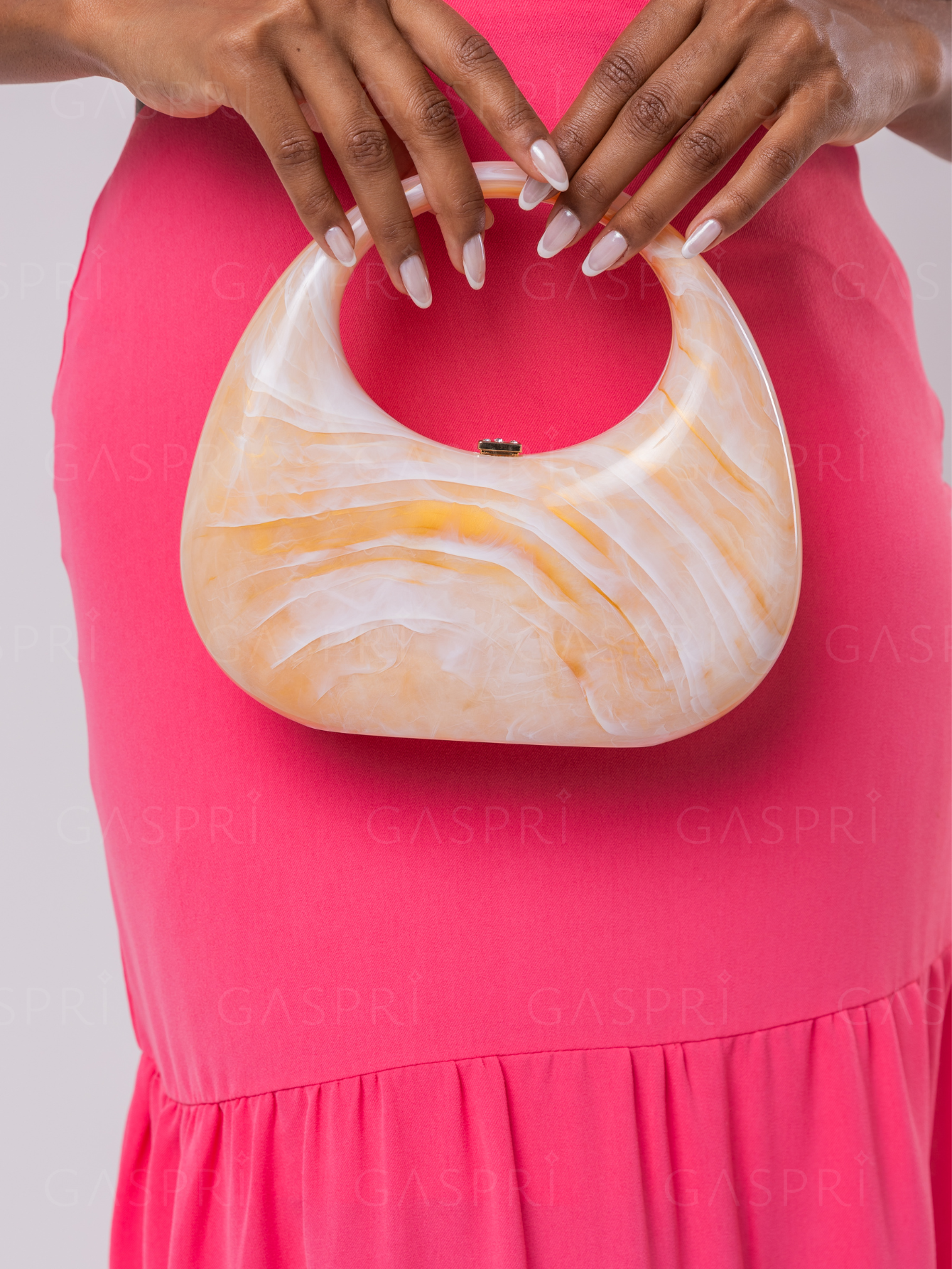 Bolsa de Mão Festa Clutch Acrílico Perolada Bege - ReUse