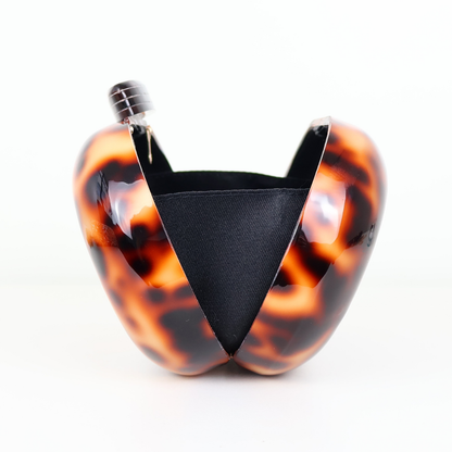 Bolsa Clutch Festa Acrílico Oval Marrom Animal Print