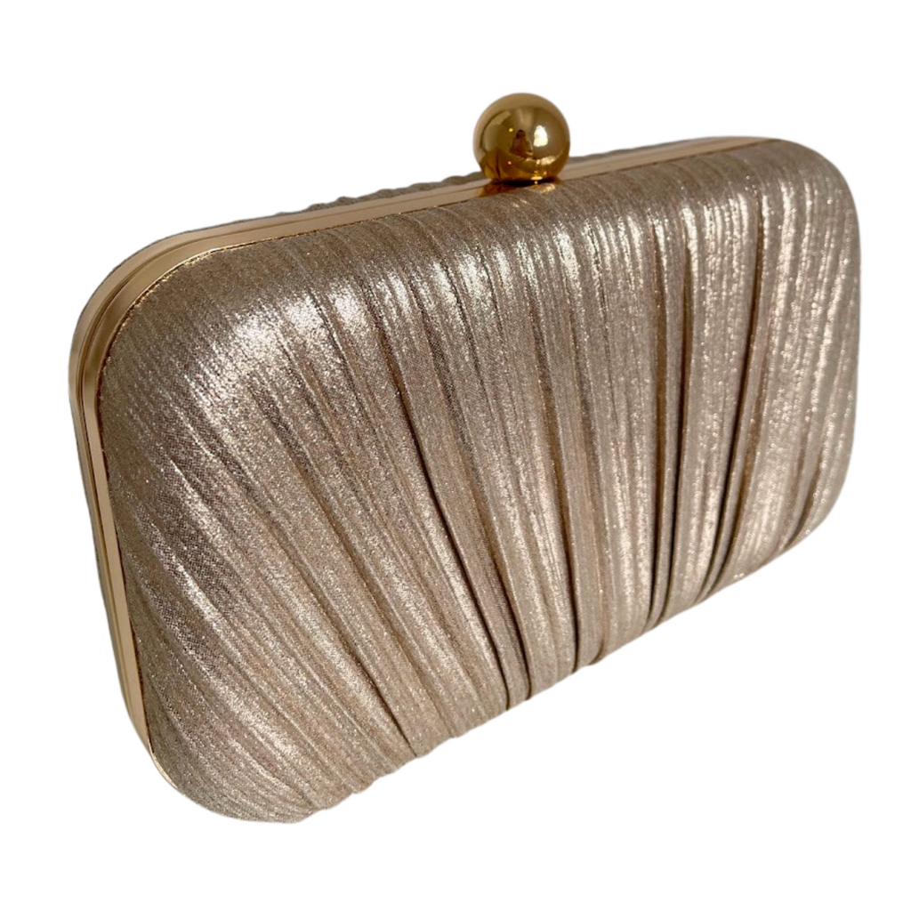 Bolsa de Festa Clutch Tecido Metalizado Dourada - ReUse