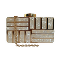 Bolsa de Festa Clutch Perolada Branca e Dourado - ReUse