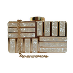 Bolsa de Festa Clutch Perolada Branca e Dourado - ReUse