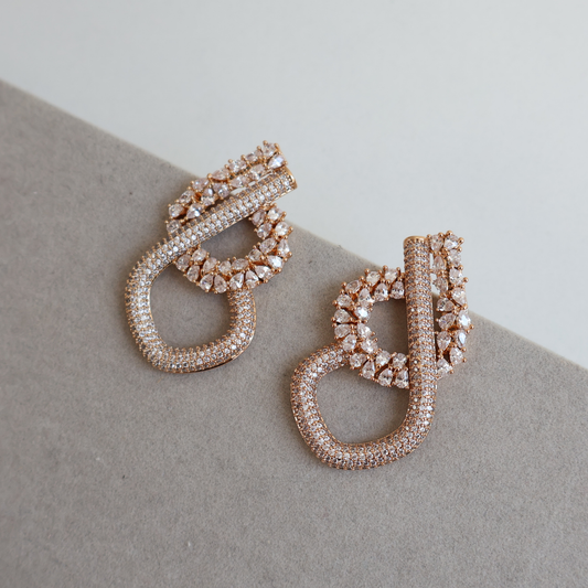 Brinco Dourado e Cristal Transparente - Semijoia