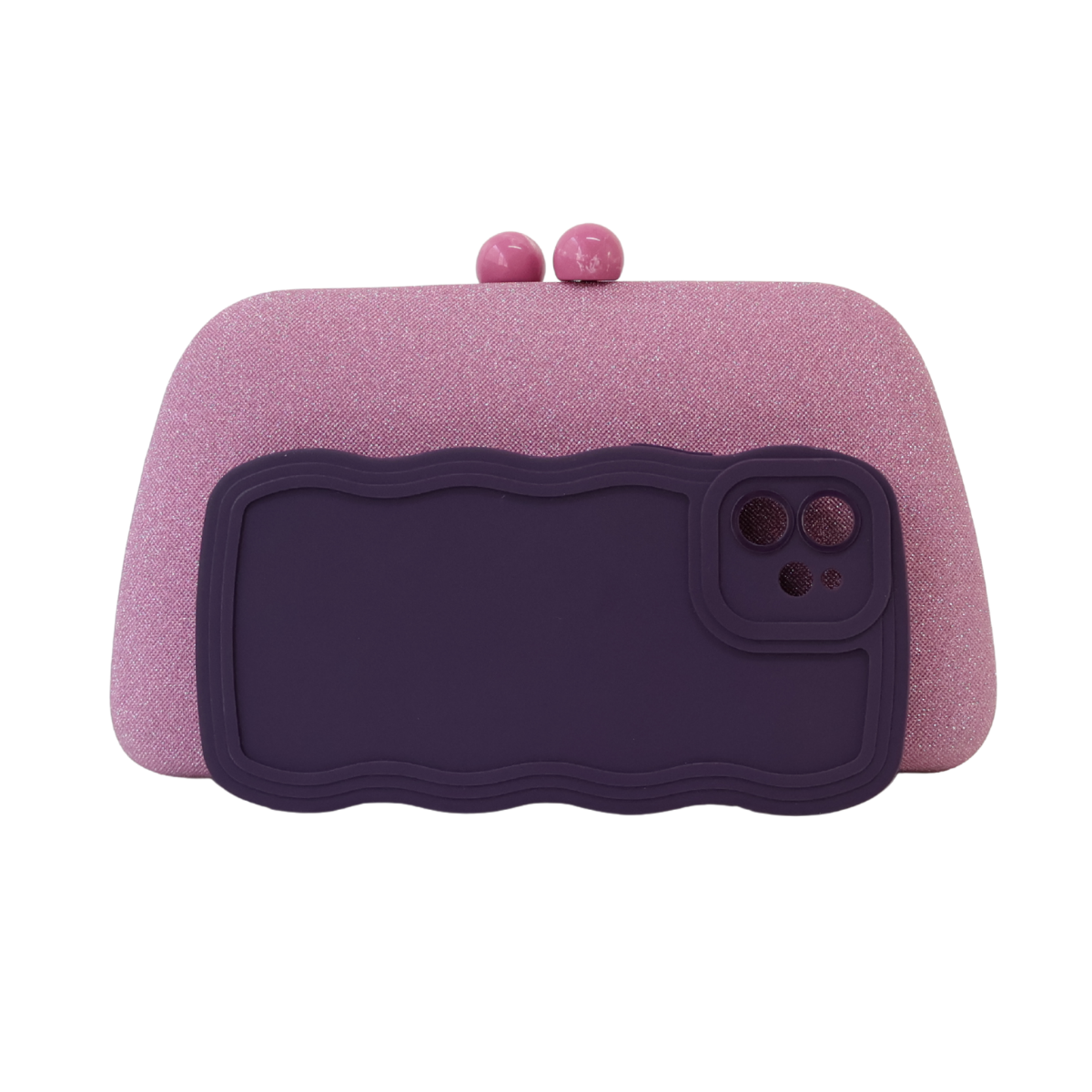 Bolsa de Festa Clutch Rosa Brilho