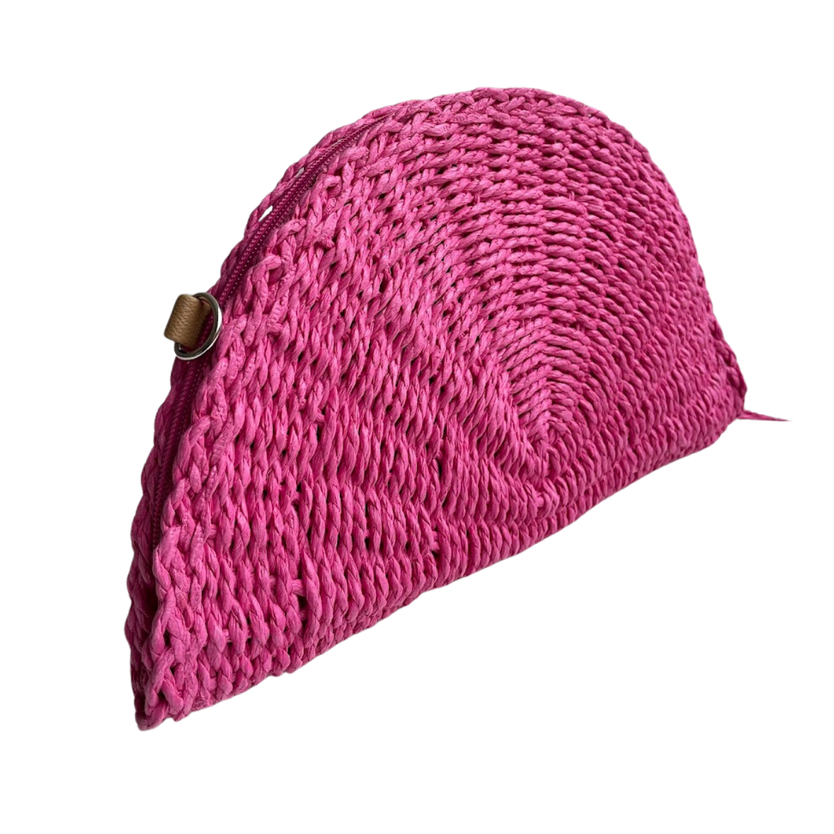 Bolsa Carteira Envelope de Palha Meia Lua Rosa