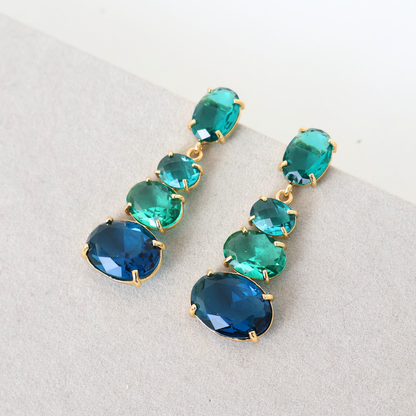 Brinco Dourado e Cristal Verde - Semijoia
