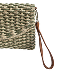 Bolsa Carteira Envelope de Palha Verde