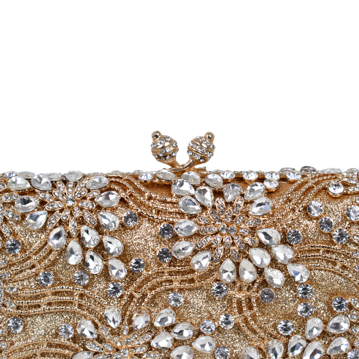 Bolsa Festa Clutch Pedraria Strass Dourada