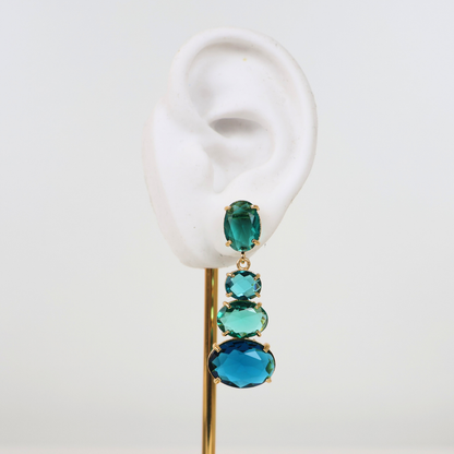 Brinco Dourado e Cristal Verde - Semijoia
