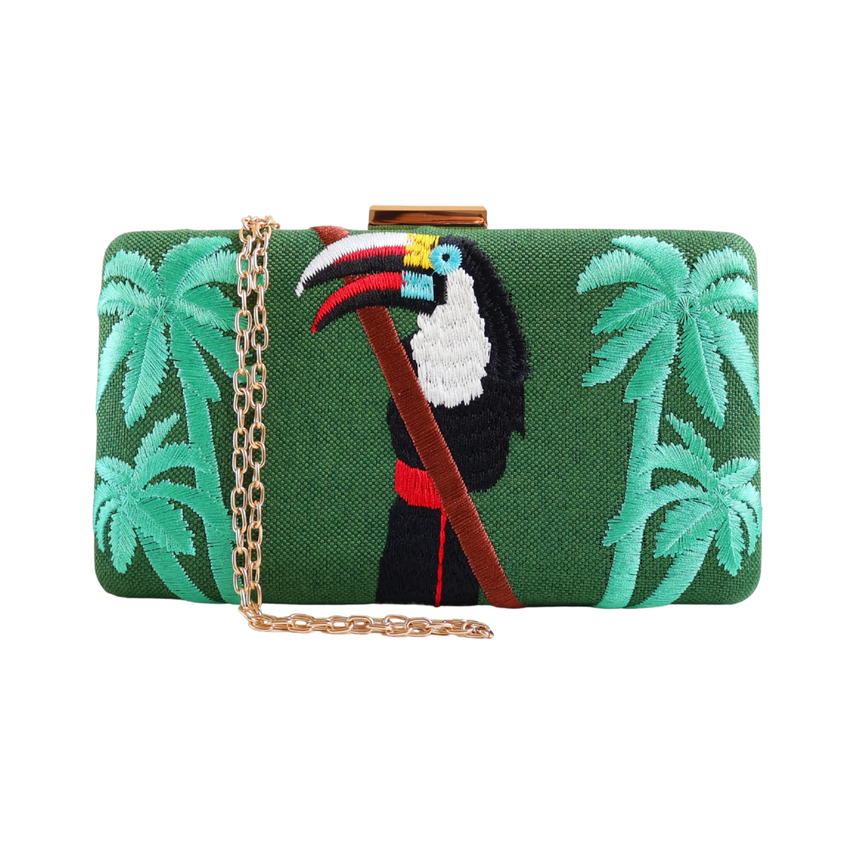 Bolsa de Festa Clutch Tecido Verde Toucan