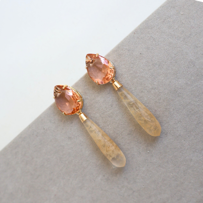 Brinco Dourado e Cristal Champagne - Semijoia