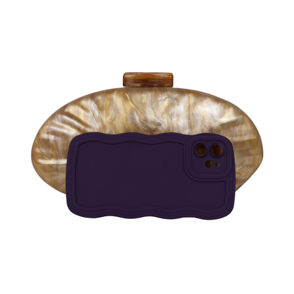 Bolsa Clutch Festa Acrílico Oval Caramelo