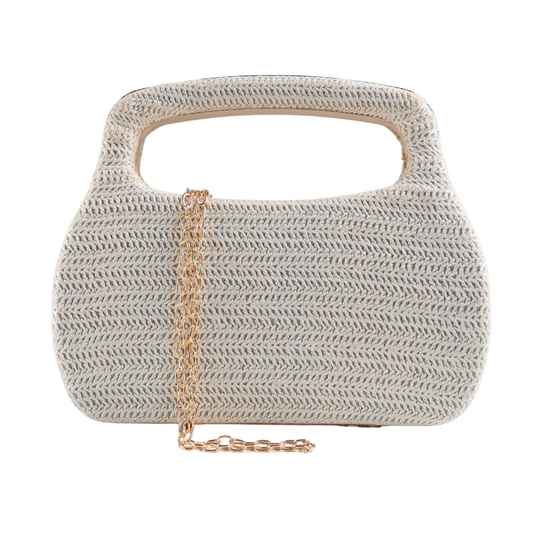 Bolsa de Mão Clutch Festa Palha Off White