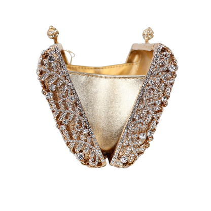 Bolsa Festa Clutch Pedraria Strass Dourada