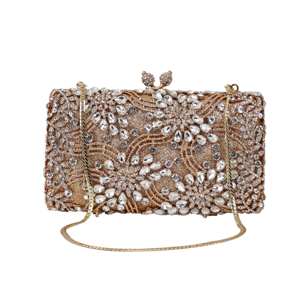 Bolsa Festa Clutch Pedraria Strass Dourada
