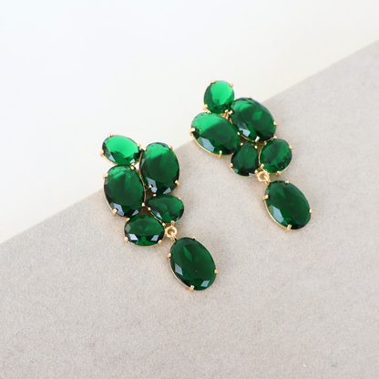 Brinco Dourado e Cristal Verde - Semijoia