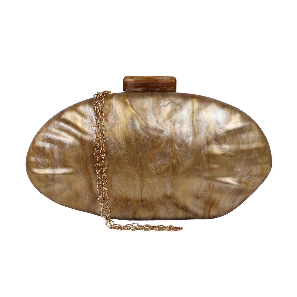 Bolsa Clutch Festa Acrílico Oval Caramelo