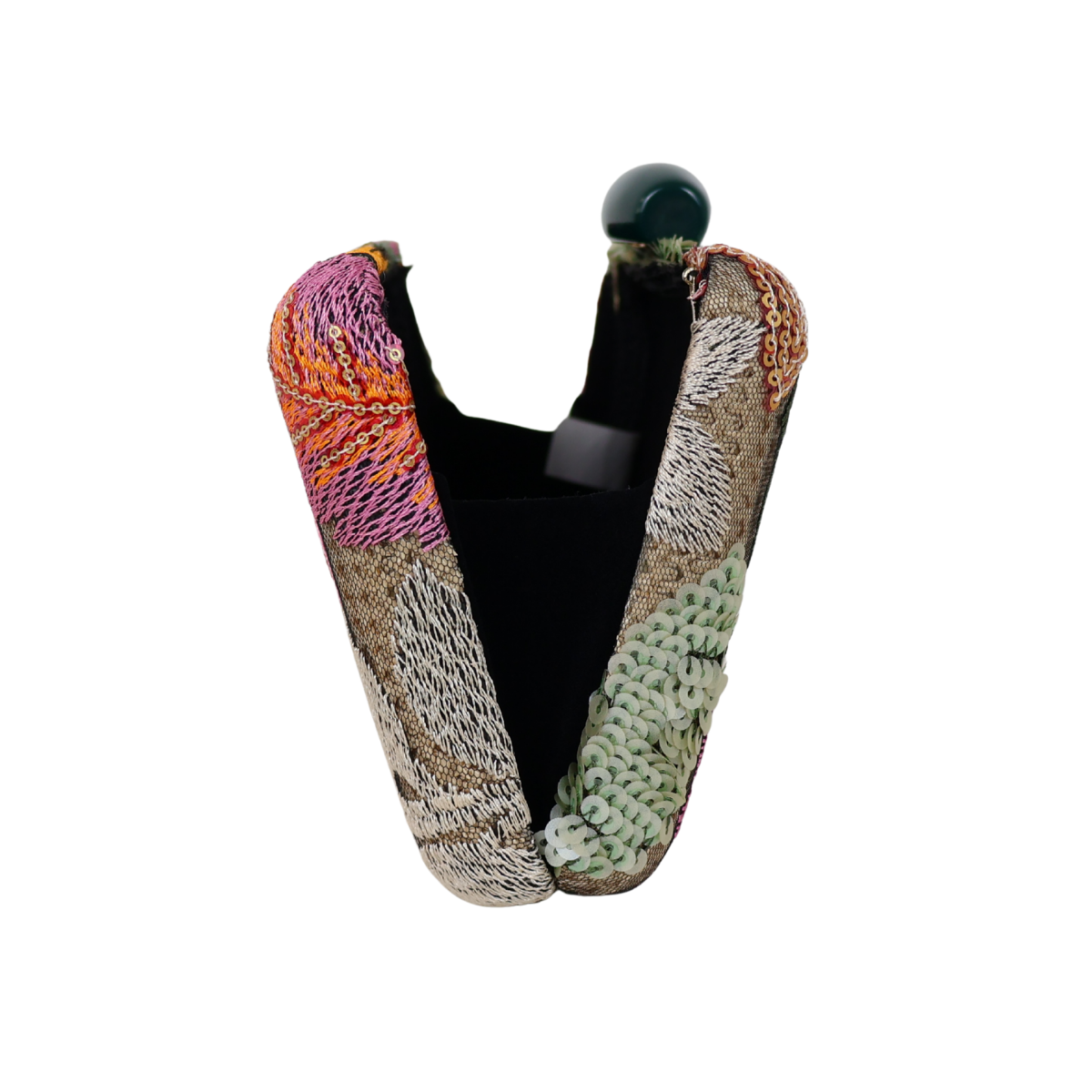 Bolsa Clutch Festa Bordada Flores Verde