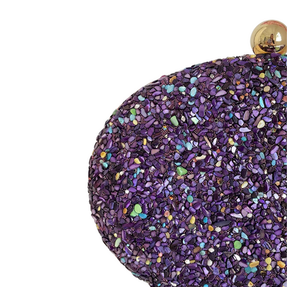 Bolsa Festa Clutch Pedraria Violeta Escuro Oval