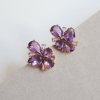 Brinco Dourado e Cristal Roxo - Semijoia