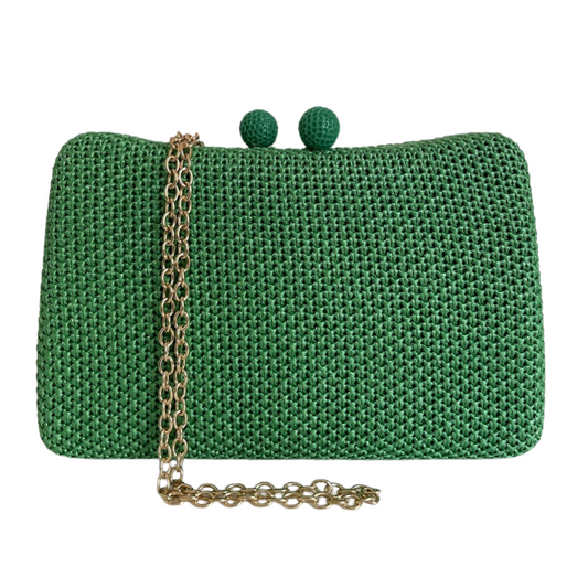 Bolsa de Festa Clutch Palha Verde