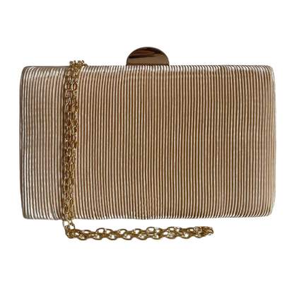 Bolsa Clutch Festa Tecido Aveludado Frizado Bege - ReUse