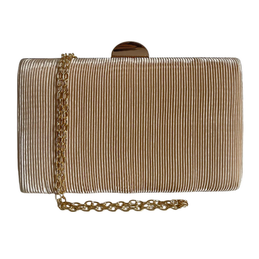 Bolsa Clutch Festa Tecido Aveludado Frizado Bege - ReUse