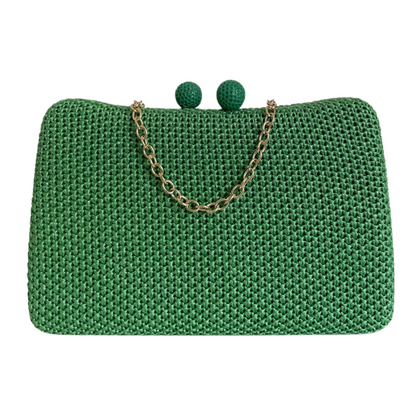 Bolsa de Festa Clutch Palha Verde