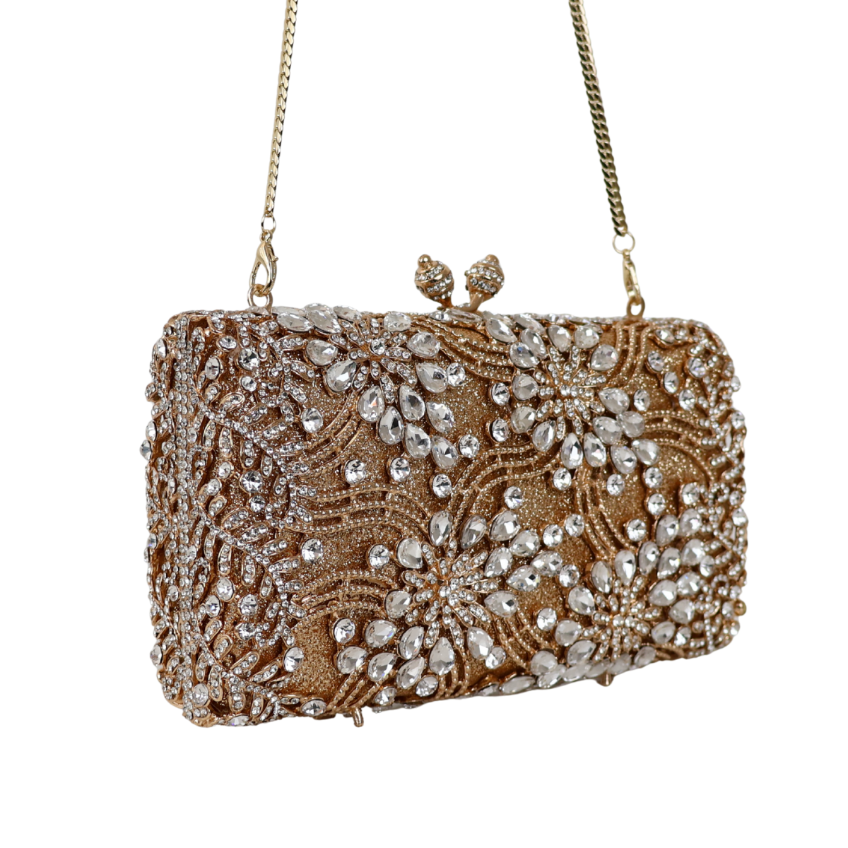 Bolsa Festa Clutch Pedraria Strass Dourada
