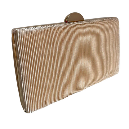 Bolsa Clutch Festa Tecido Aveludado Frizado Bege - ReUse