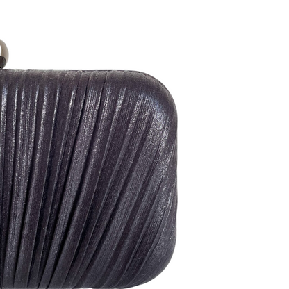 Bolsa de Festa Clutch Tecido Metalizado Preto