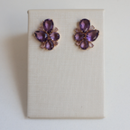 Brinco Dourado e Cristal Roxo - Semijoia