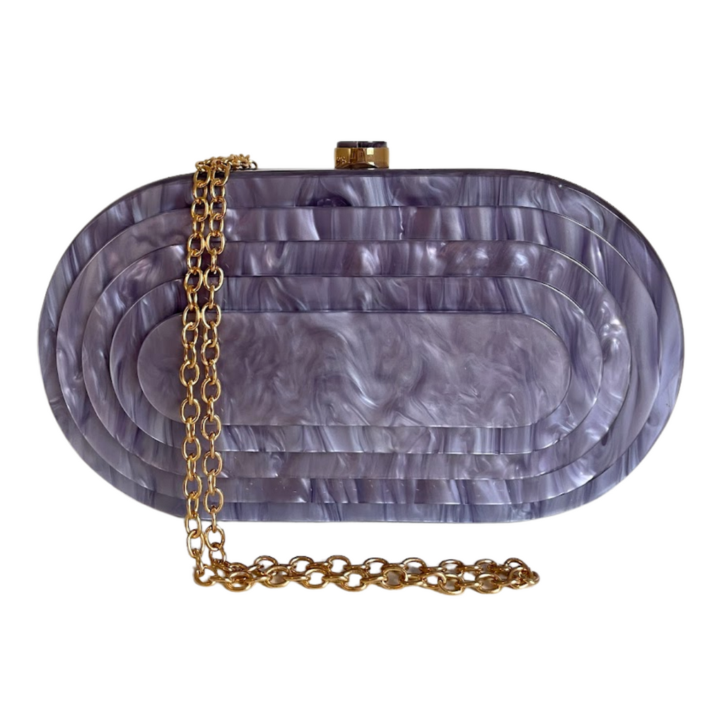 Bolsa de Festa Clutch Acrílico Oval Lilás Lavanda - ReUse