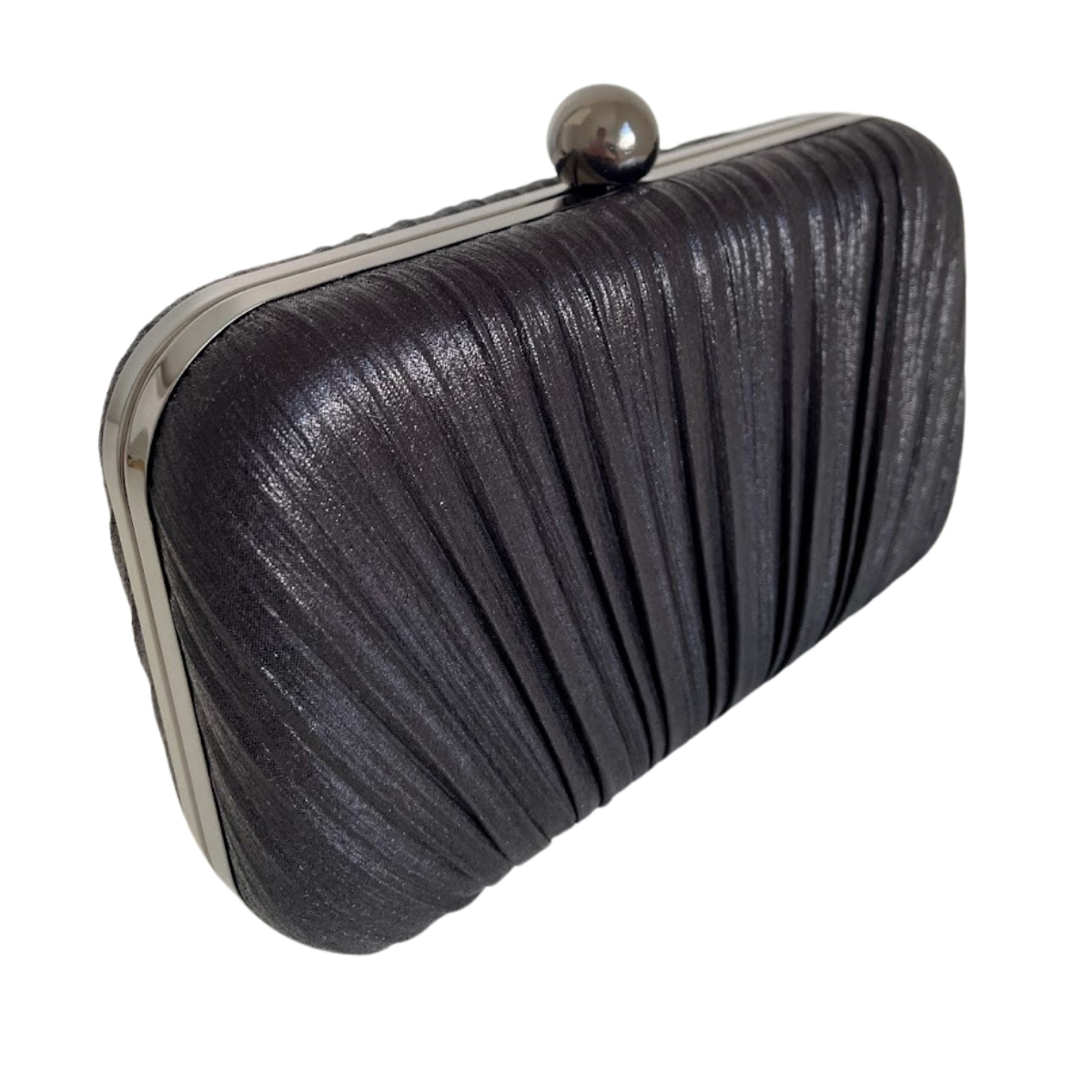 Bolsa de Festa Clutch Tecido Metalizado Preto