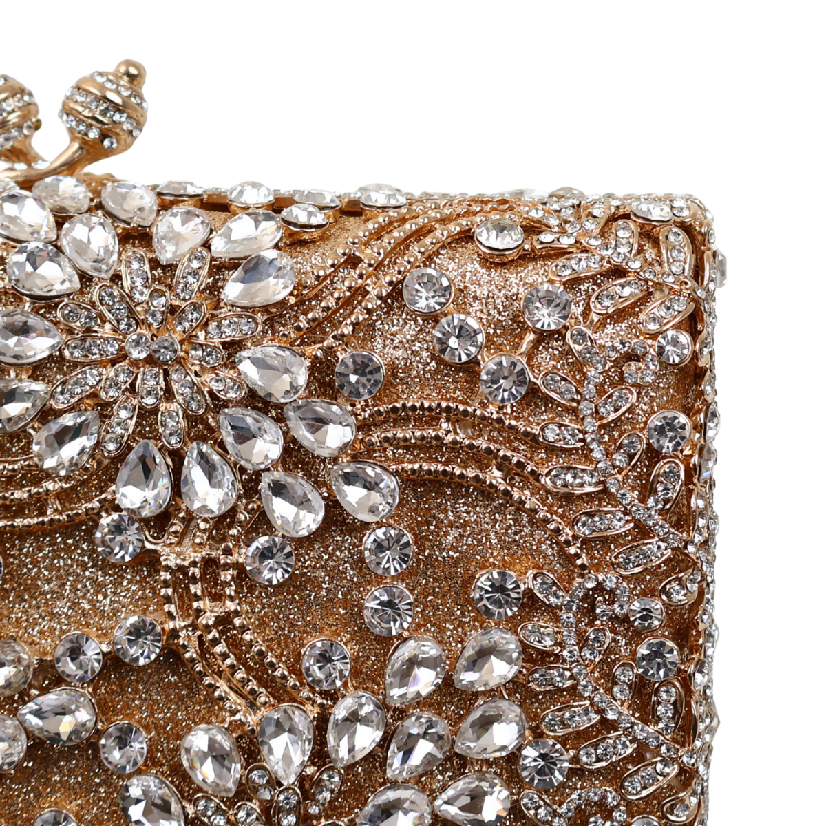 Bolsa Festa Clutch Pedraria Strass Dourada