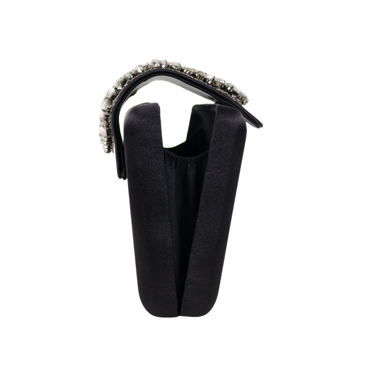 Bolsa Clutch Festa Cetim e Fecho de Pedraria Preta