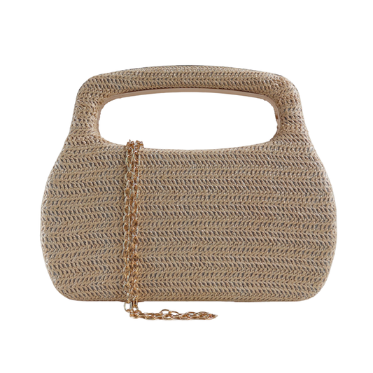 Bolsa de Mão Clutch Festa Palha Bege Claro