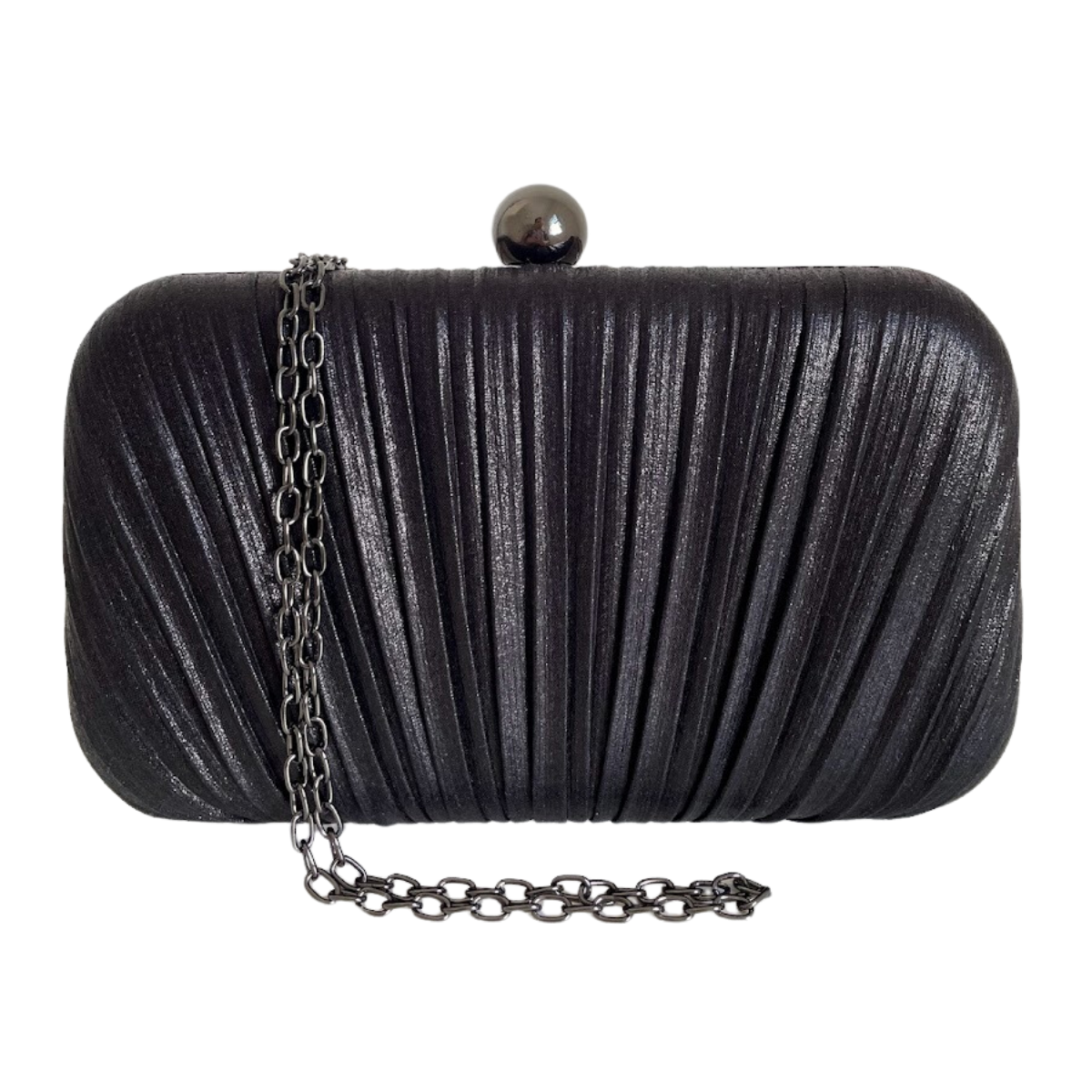 Bolsa de Festa Clutch Tecido Metalizado Preto