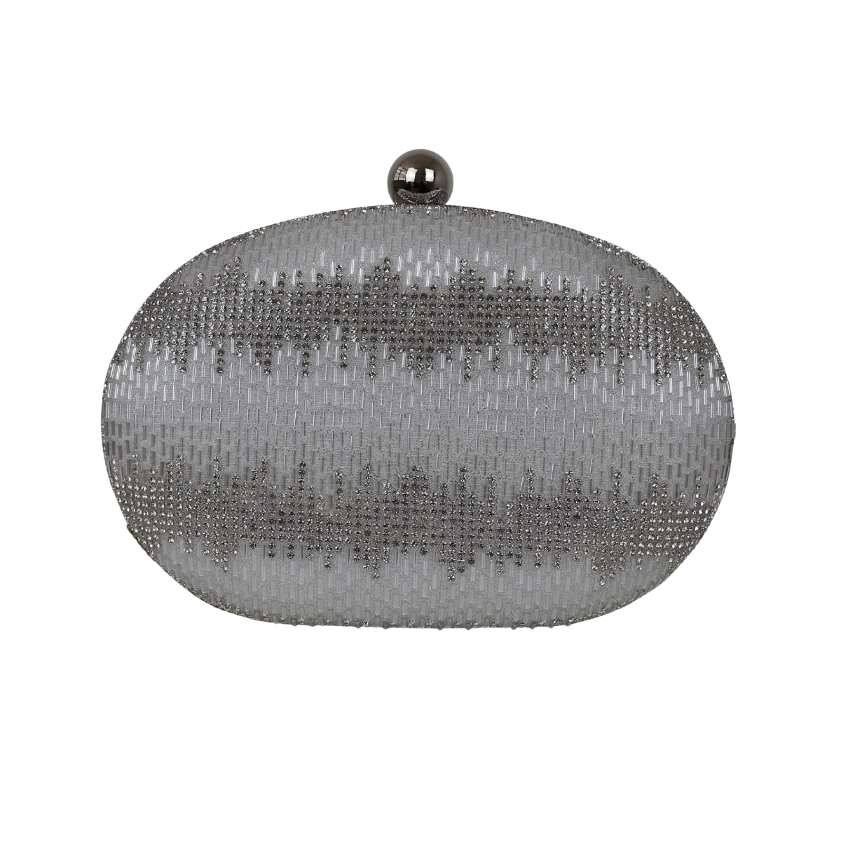 Bolsa Festa Clutch Oval Vidrilhos Prata