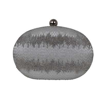 Bolsa Festa Clutch Oval Vidrilhos Prata