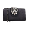 Bolsa Clutch Festa Cetim e Fecho de Pedraria Preta