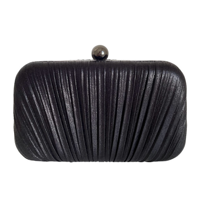 Bolsa de Festa Clutch Tecido Metalizado Preto