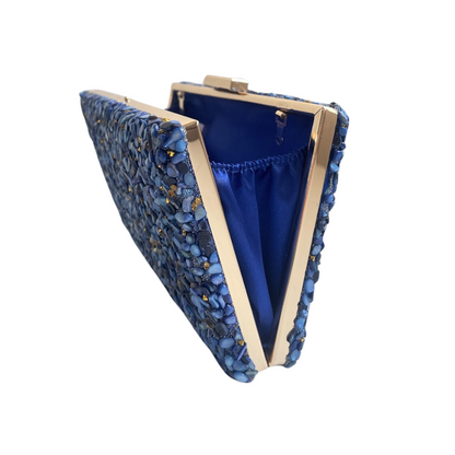 Bolsa de Festa Clutch Pedraria Azul