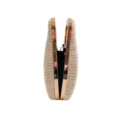 Bolsa de Mão Clutch Festa Palha Bege Claro