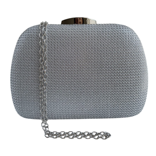 Bolsa Festa Clutch Malha Metalizada Prata